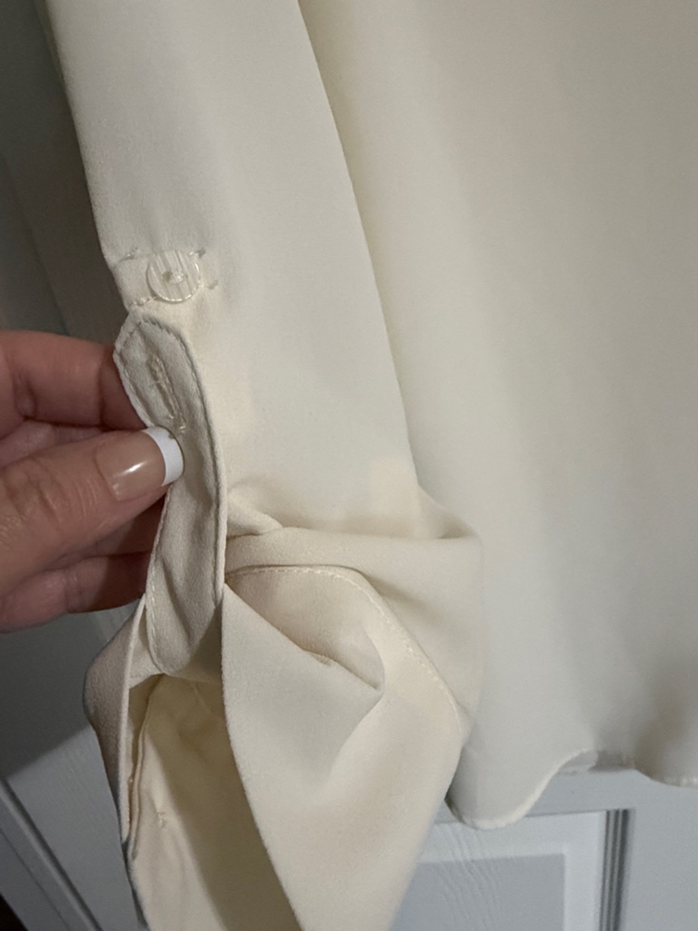 Investments Cream Beaded Collar Button-Down Blouse - Picture 3 of 9